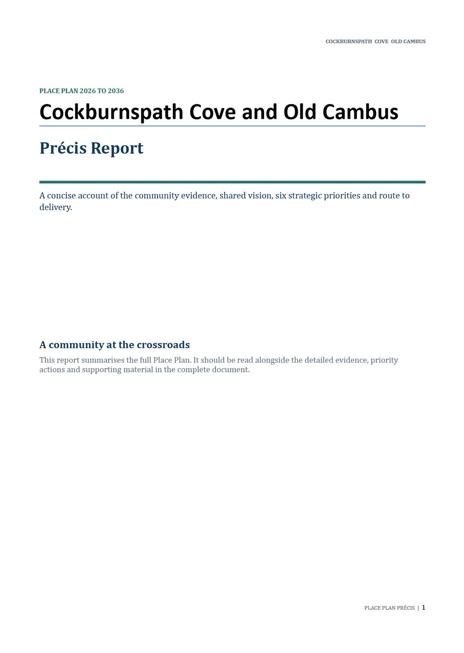 Cover of the Cockburnspath Cove & Old Cambus Précis Report